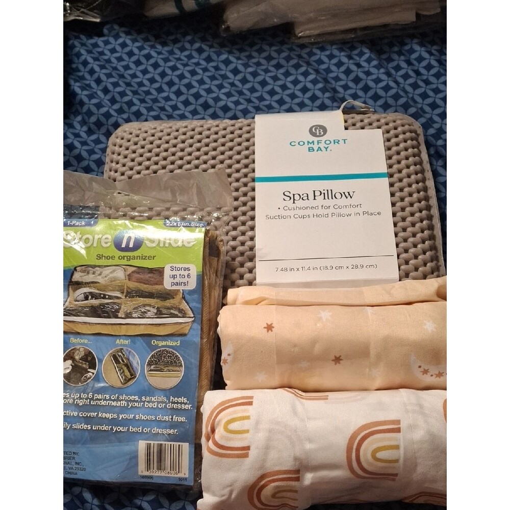 Comfort Bay Beige Spa Pillow with Woven Texture, Storage Container And Two Crib